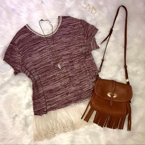 Maroon & Cream Lace, Open Back Kori Top